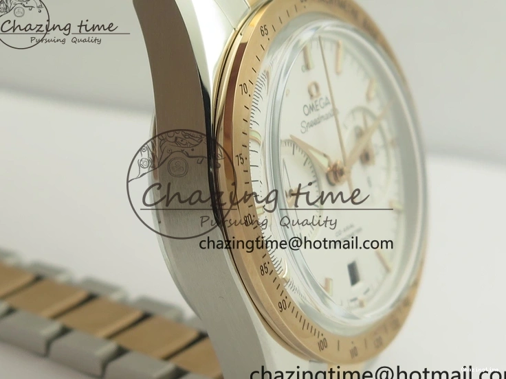 0212 Thermal Speedmaster ’57 Co-Axial SS RG OMF 1:1 Best Edition White Dial On SS RG Bracelet A9300 (Free Leather Strap) 8074